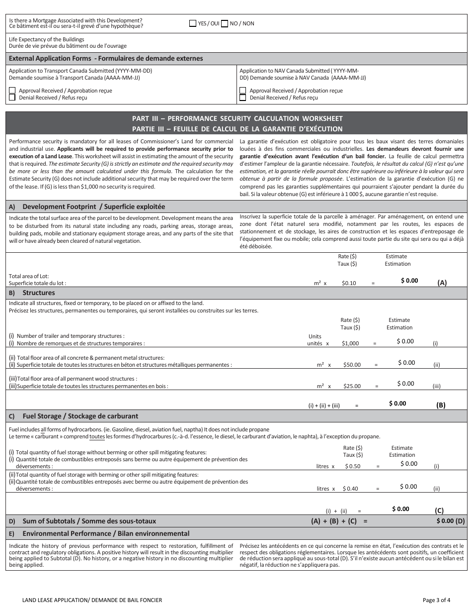 Land Lease Application - Northwest Territories, Canada (English / French), Page 3