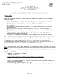 Document preview: Instructions for Form K-91 Application for Connecticut Motor Vehicle Recycler License - Connecticut