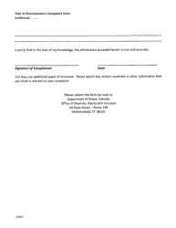 Title VI Discrimination Complaint Form - Connecticut, Page 2