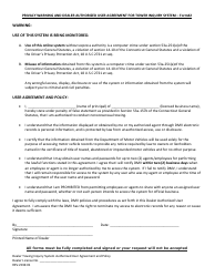 Document preview: Form 2 Dealer Towing Inquiry System Authorized User Agreement - Connecticut