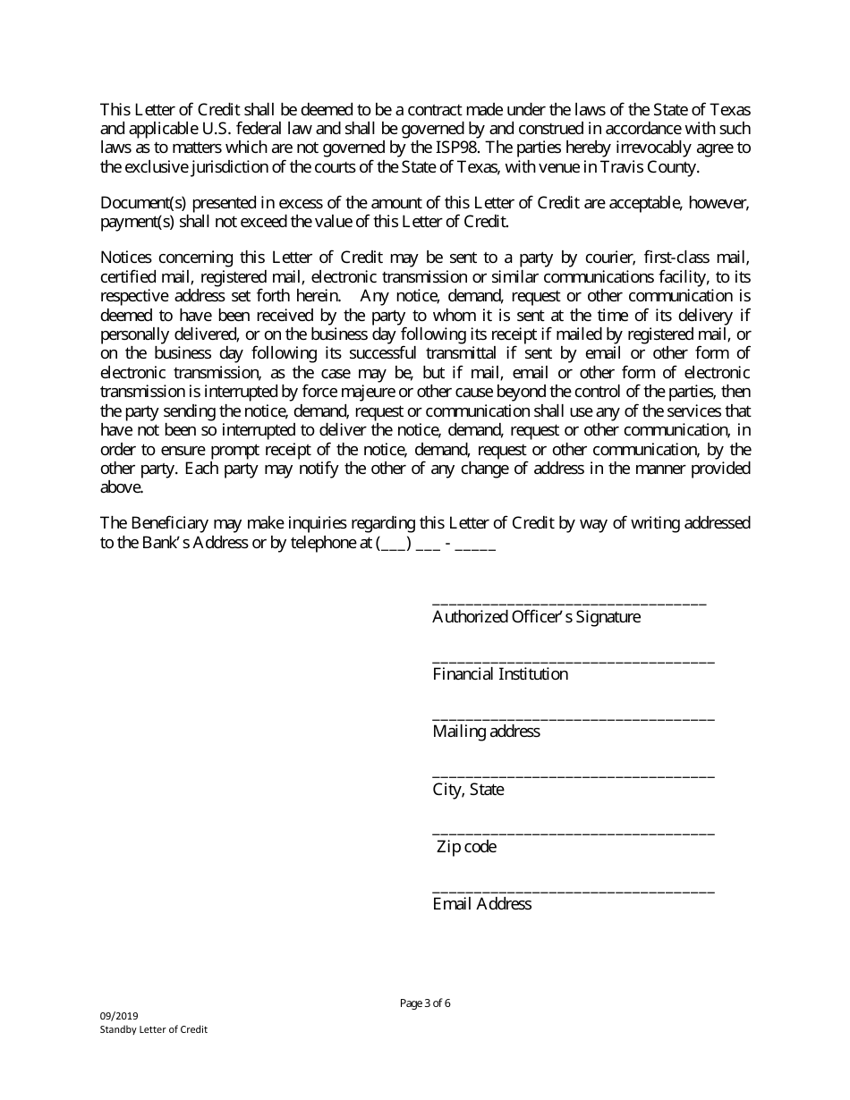 Standby Letter of Credit - City of Austin, Texas, Page 3