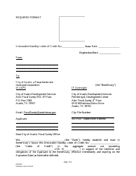 Document preview: Standby Letter of Credit - City of Austin, Texas