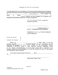 Assignment and Assumption of Subdivision Construction Agreement (Full-Escrow Only) - City of Austin, Texas, Page 5
