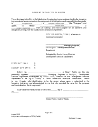 Assignment and Assumption of Subdivision Construction Agreement (Partial) - City of Austin, Texas, Page 5
