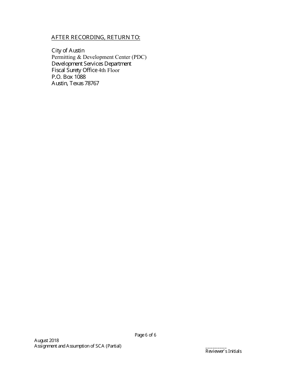 Assignment and Assumption of Subdivision Construction Agreement (Partial) - City of Austin, Texas, Page 6