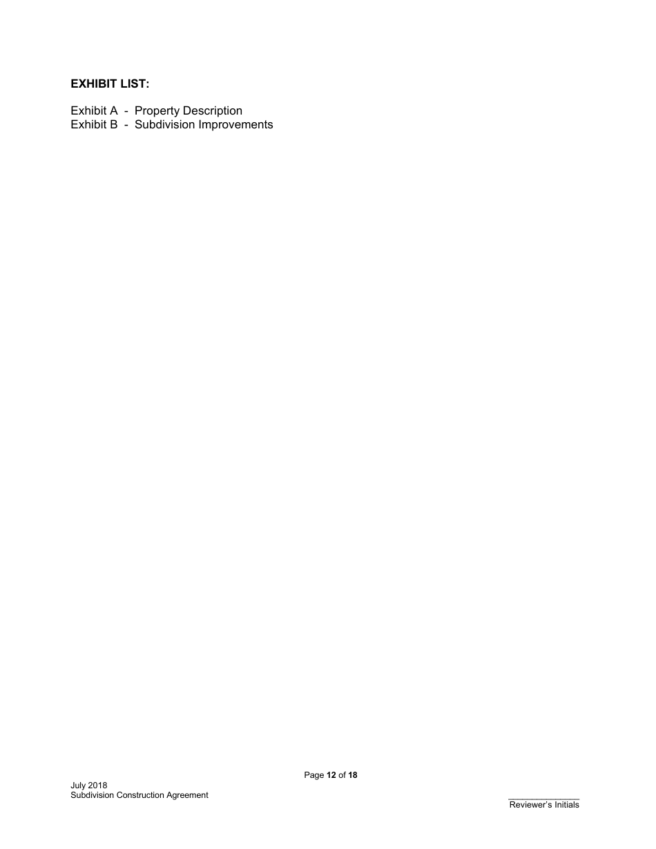 Subdivision Construction Agreement - City of Austin, Texas, Page 12