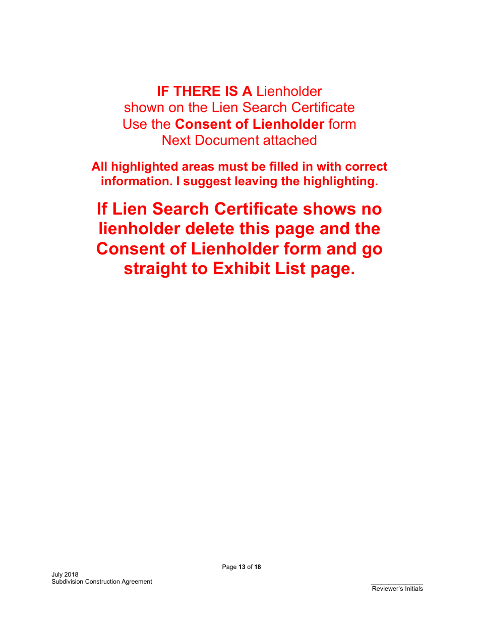 Subdivision Construction Agreement - City of Austin, Texas, Page 13