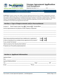 Document preview: License Agreement Application - Land Management - City of Austin, Texas