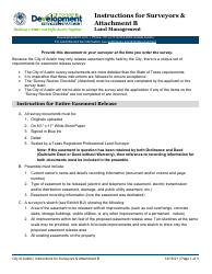Document preview: Instructions for Easement Release Application - Land Management - City of Austin, Texas