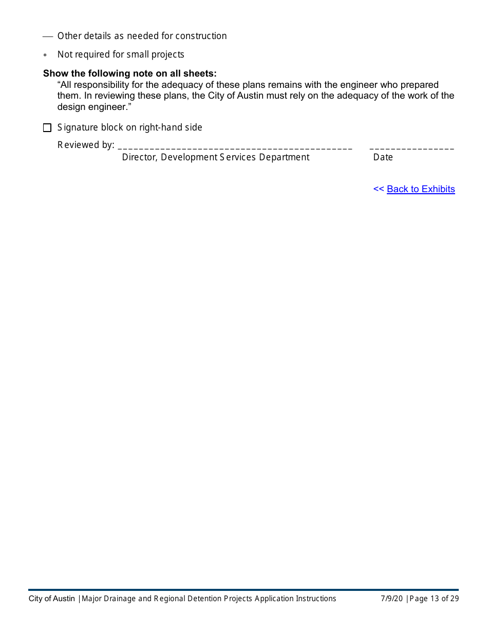 Instructions for Major Drainage and Regional Detention Projects Application - City of Austin, Texas, Page 13