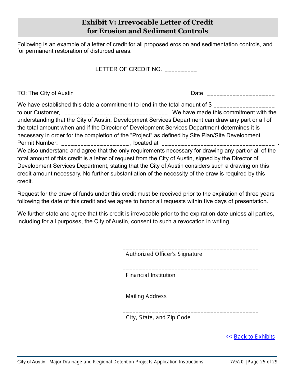 Instructions for Major Drainage and Regional Detention Projects Application - City of Austin, Texas, Page 25