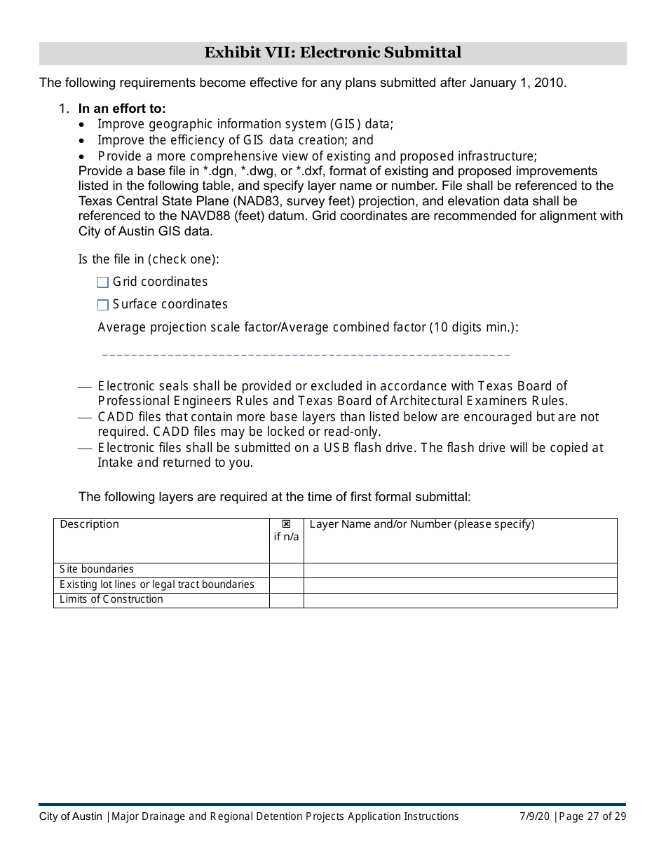 Instructions for Major Drainage and Regional Detention Projects Application - City of Austin, Texas, Page 27