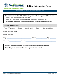 Document preview: Billing Information Form - City of Austin, Texas