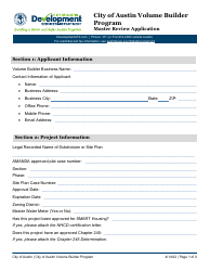 Document preview: Master Review Application - City of Austin Volume Builder Program - City of Austin, Texas