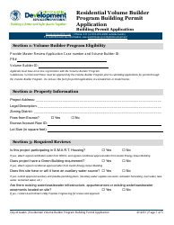 Document preview: Building Permit Application - Residential Volume Builder Program - City of Austin, Texas