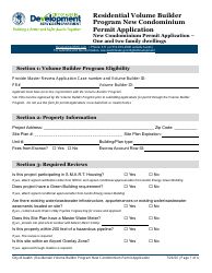 New Condominium Permit Application - One and Two Family Dwellings - Residential Volume Builder Program - City of Austin, Texas