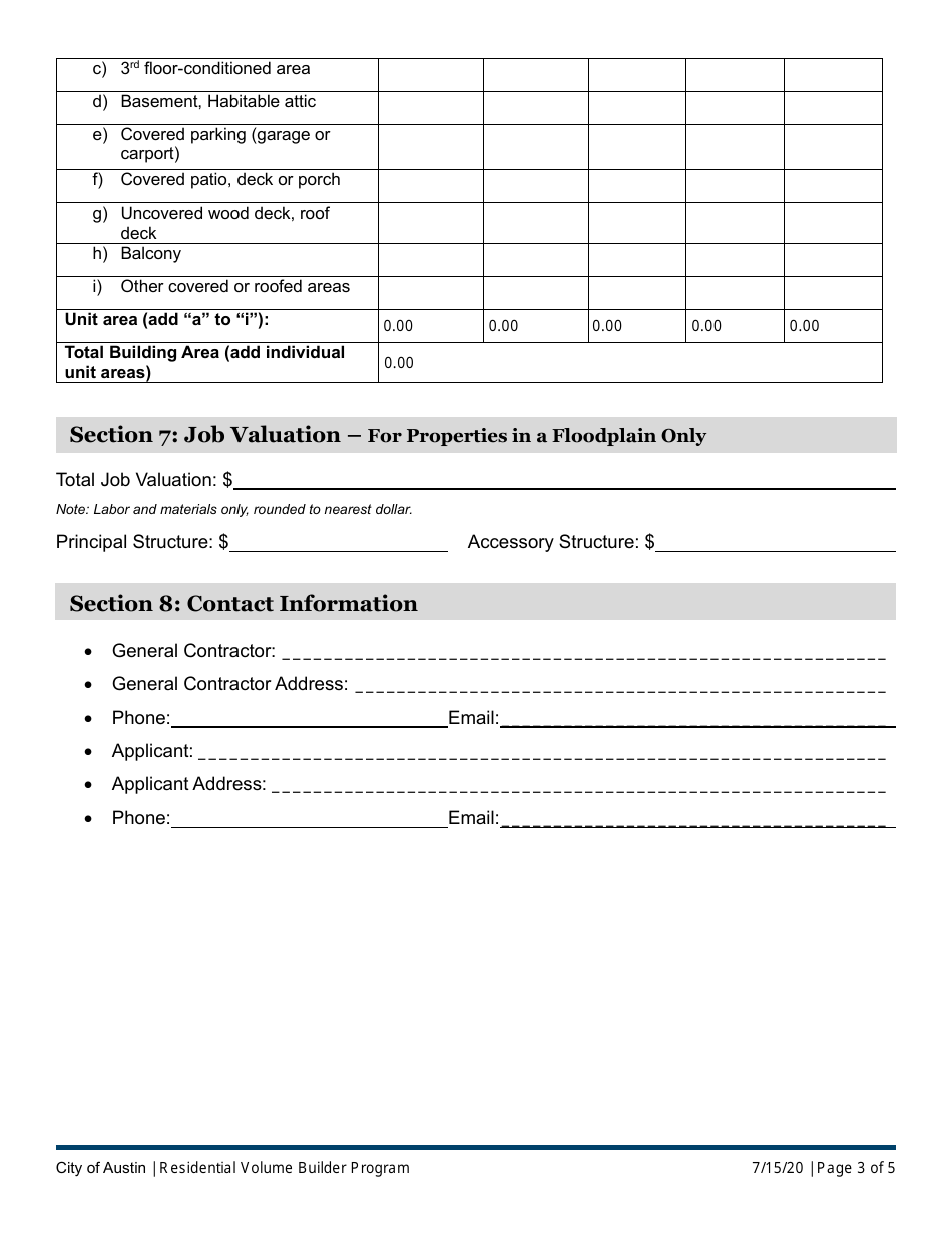 New Townhouse Permit Application - Residential Volume Builder Program - City of Austin, Texas, Page 3