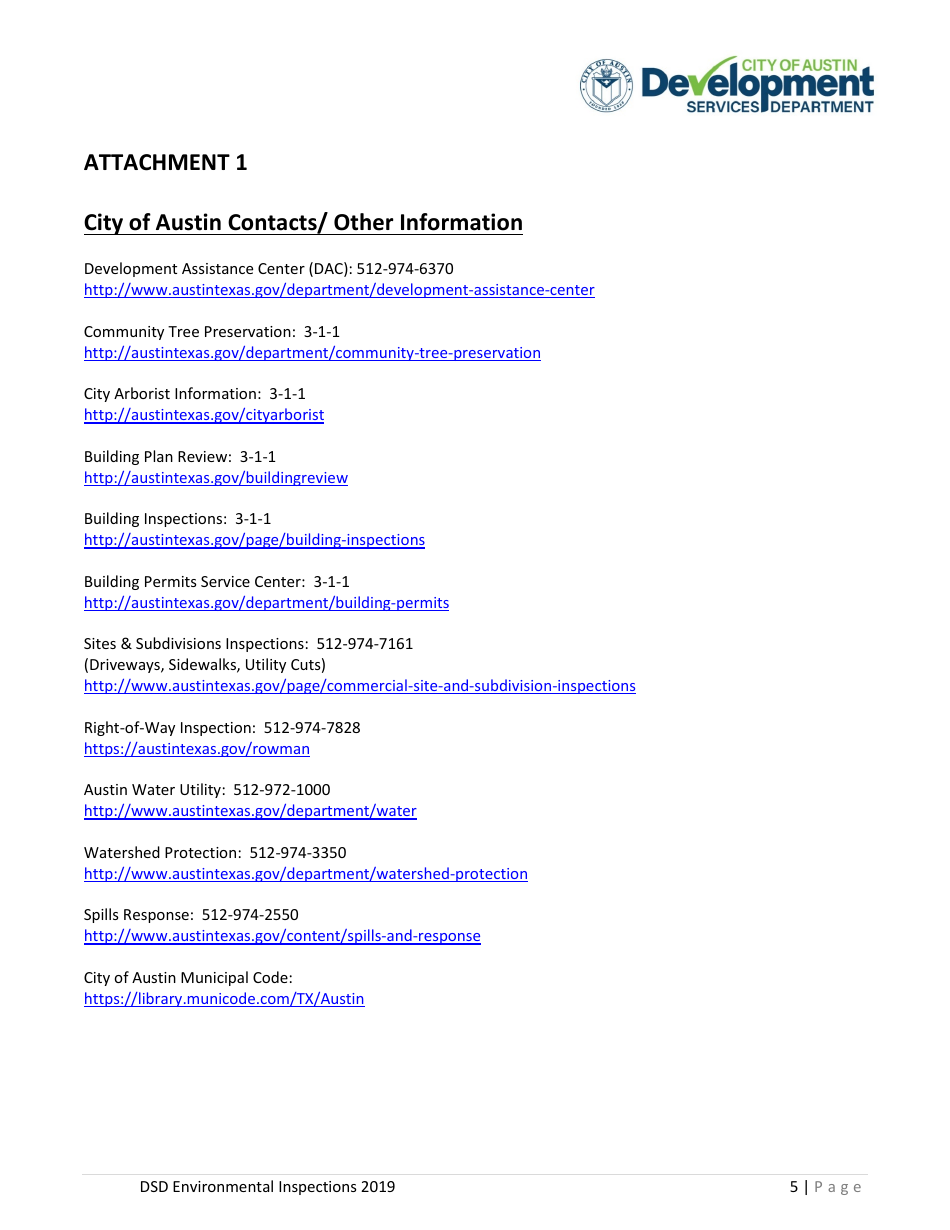 Pre-construction Meeting Handout (Residential Sites) - City of Austin, Texas, Page 5