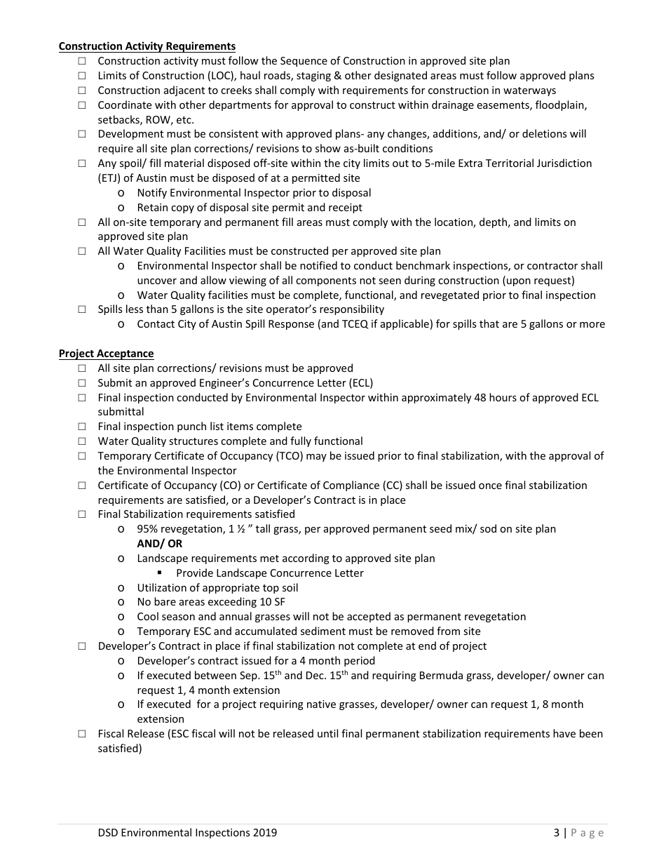 City of Austin, Texas Pre-construction Meeting Handout (Commercial ...