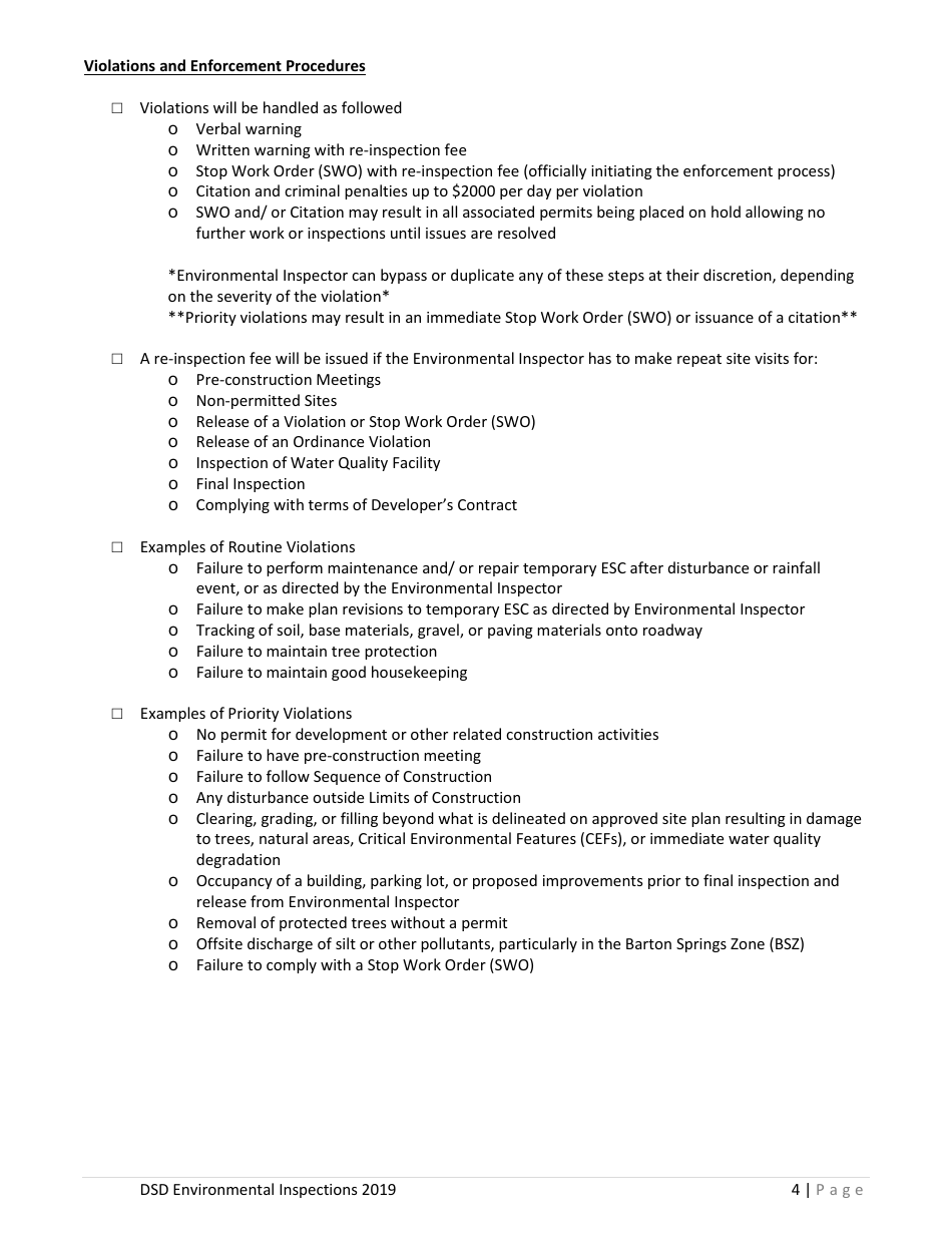 Pre-construction Meeting Handout (Commercial Sites  Subdivisions) - City of Austin, Texas, Page 4