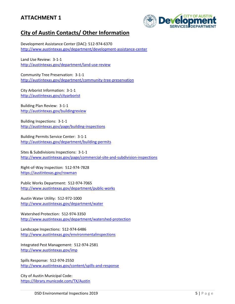 Pre-construction Meeting Handout (Commercial Sites  Subdivisions) - City of Austin, Texas, Page 5