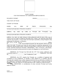Document preview: Surety Bond for Performance of Subdivision Improvements - City of Austin, Texas