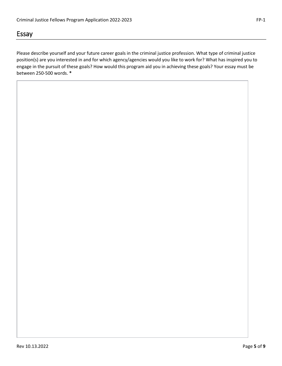 Form FP-1 Criminal Justice Fellows Program Application - North Carolina, Page 5