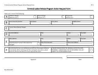 Document preview: Form FP-3 Action Request Form - Criminal Justice Fellows Program - North Carolina
