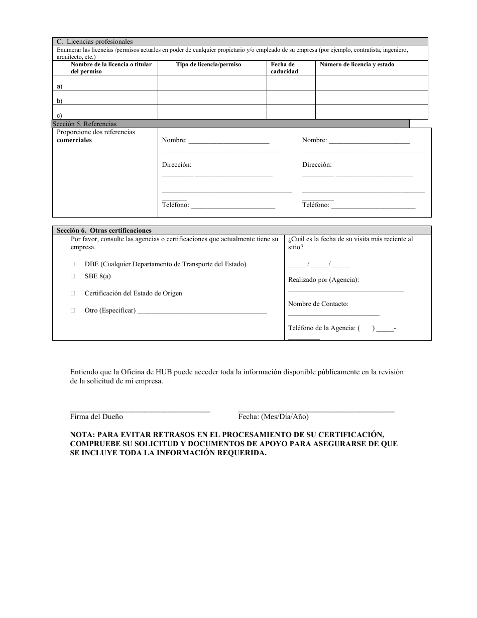 Solicitud De Certificacion Uniforme a Nivel Estatal - North Carolina (Spanish), Page 5