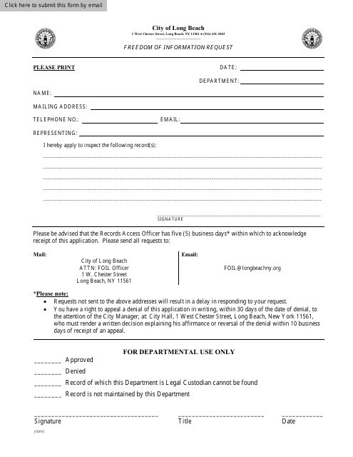 Freedom of Information Request - City of Long Beach, New York Download Pdf