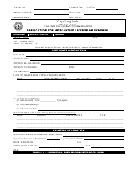 Document preview: Application for Mercantile License or Renewal - City of Long Beach, New York