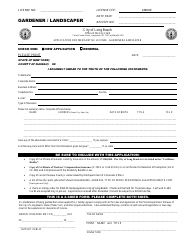 Document preview: Application for Mercantile License - Gardener/Landscaper - City of Long Beach, New York