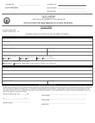 Document preview: Application for Electrician's License Renewal - City of Long Beach, New York