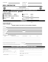 Document preview: Application for Mercantile License - Miscellaneous Contractor - City of Long Beach, New York