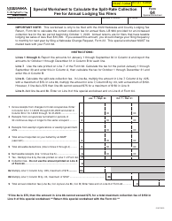 Document preview: Form 64 Special Worksheet to Calculate the Split-Rate Collection Fee for Annual Lodging Tax Filers - Nebraska