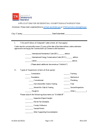 Form IN-2044 Application for Residential Exemption Authorization - Tennessee
