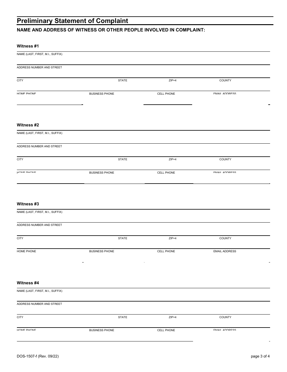 Form DOS-1507-F Preliminary Statement of Complaint - New York, Page 3