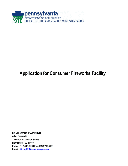 Application for Consumer Fireworks Facility - Pennsylvania Download Pdf
