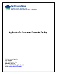Application for Consumer Fireworks Facility - Pennsylvania