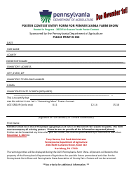 Document preview: Poster Contest Entry Form for Pennsylvania Farm Show - Pennsylvania, 2023