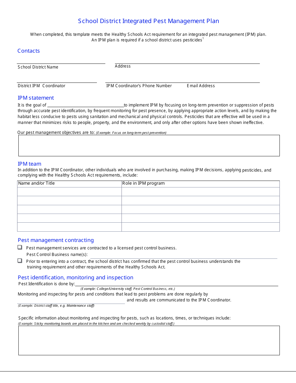 School District Integrated Pest Management Plan - California, Page 1