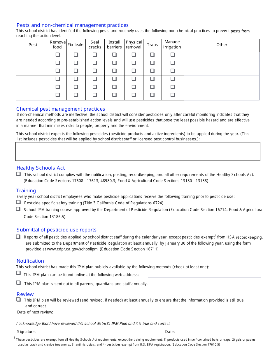School District Integrated Pest Management Plan - California, Page 2