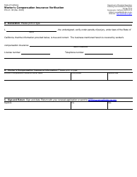 Document preview: Form PR-LIC-120 Worker's Compensation Insurance Verification - California