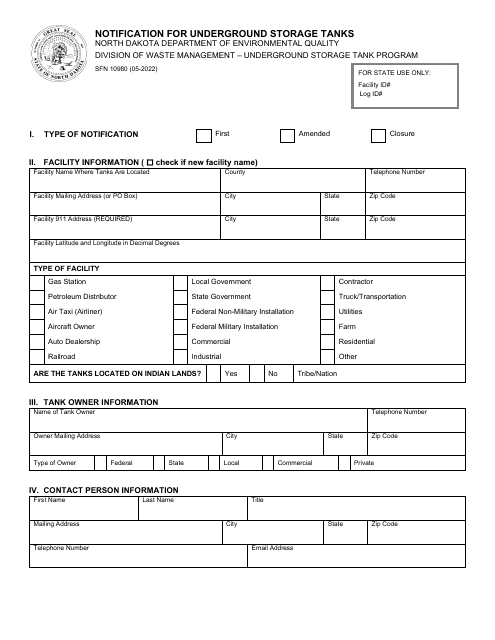 Form SFN10980  Printable Pdf