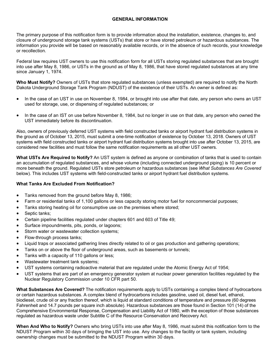 Form SFN10980 Notification for Underground Storage Tanks - North Dakota, Page 8