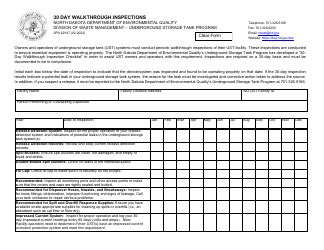 Document preview: Form SFN62147 30 Day Walkthrough Inspections - North Dakota