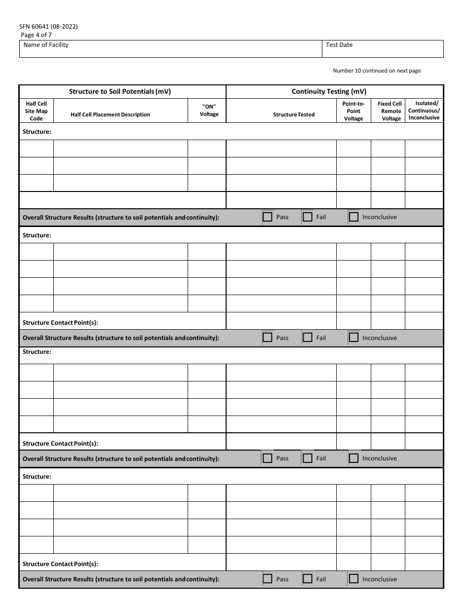 Form SFN60641 Download Fillable PDF or Fill Online Ust Cathodic ...