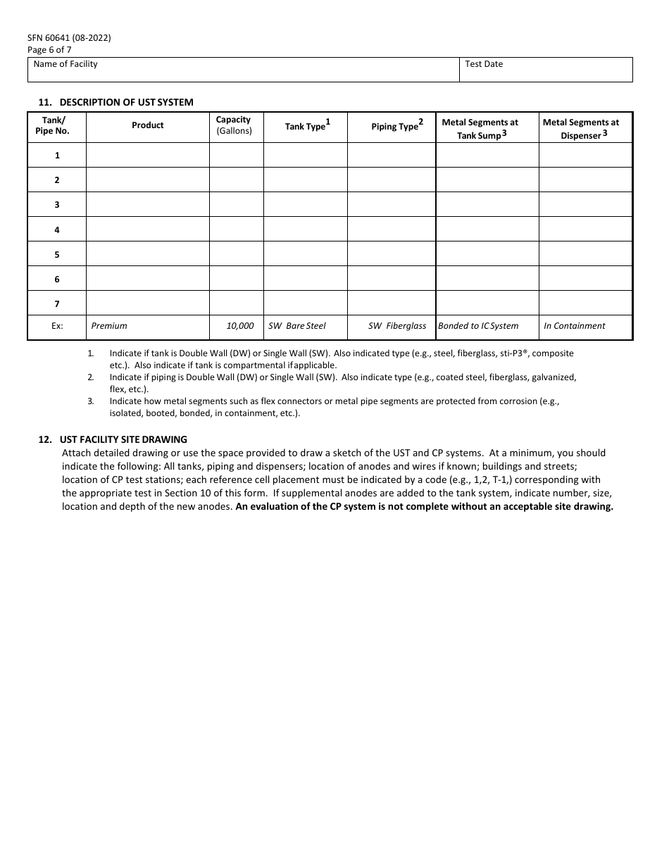 Form SFN60641 Ust Cathodic Protection System Evaluation Galvanic (Sacrificial Anode) Type - North Dakota, Page 6