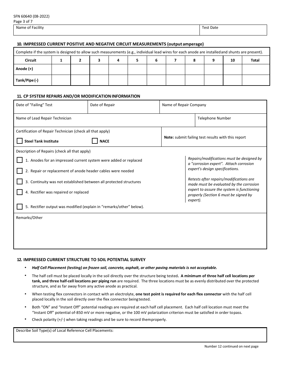 Form SFN60640 Ust Cathodic Protection System Evaluation Impressed Current Type - North Dakota, Page 3
