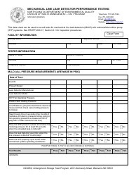 Document preview: Form SFN62229 Mechanical Line Leak Detector Performance Testing - North Dakota